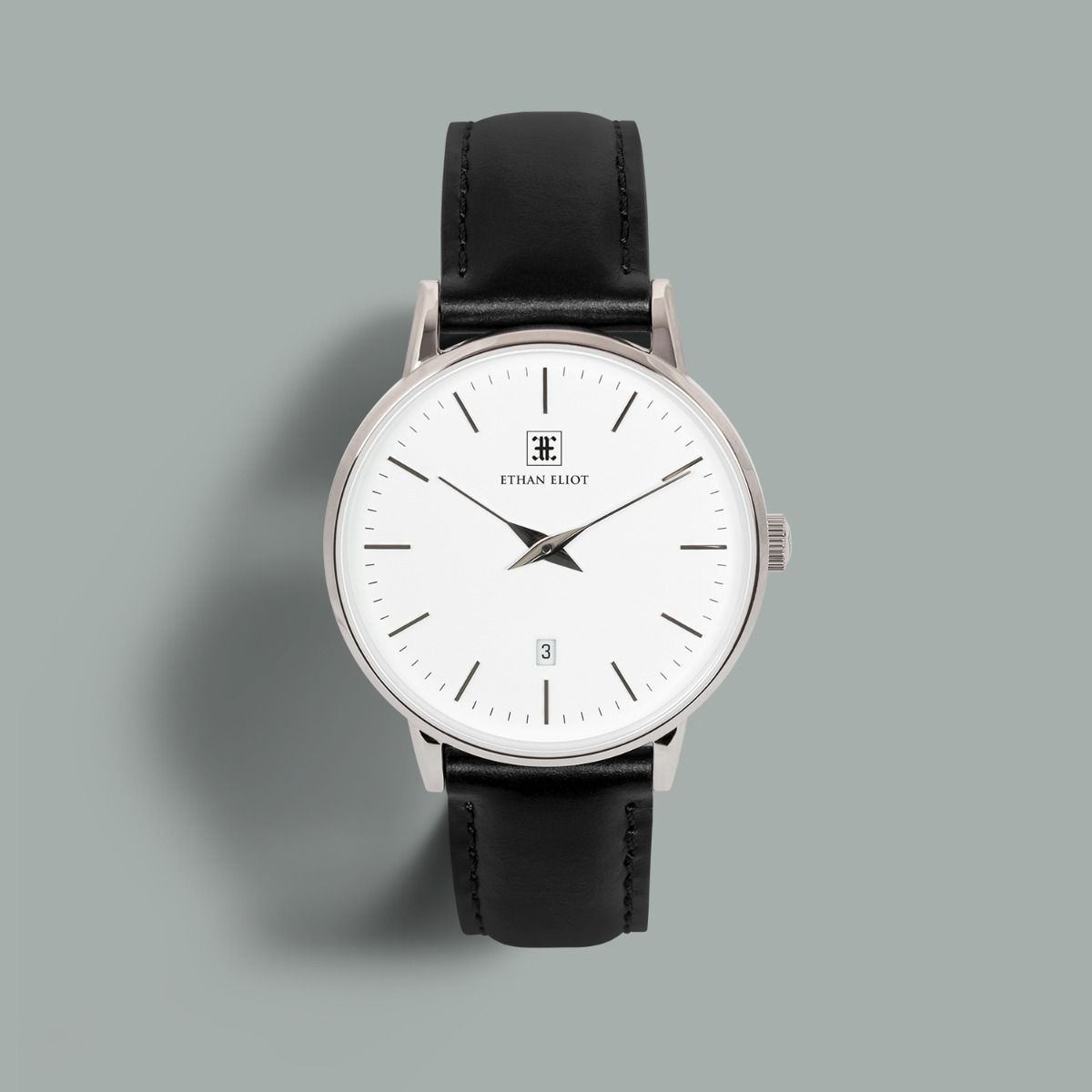 black leather strap watch
